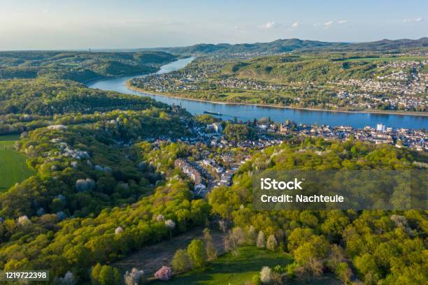 Aerial View Of The Rhine Valley And The Cities Remagen Erpel And Unkel Germany Stock Photo - Download Image Now