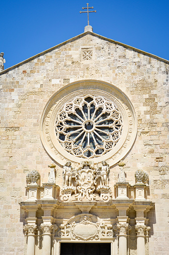Rose window of the Roman Catholic Cathedral of Santa Maria Annunziata in Otranto, Puglia, Italy