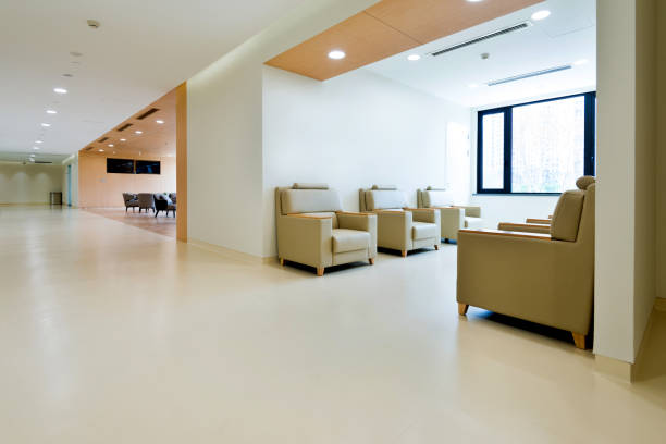 istock Armchairs in hospital rest area 1219727587