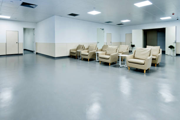 istock Armchairs in hospital rest area 1219728671