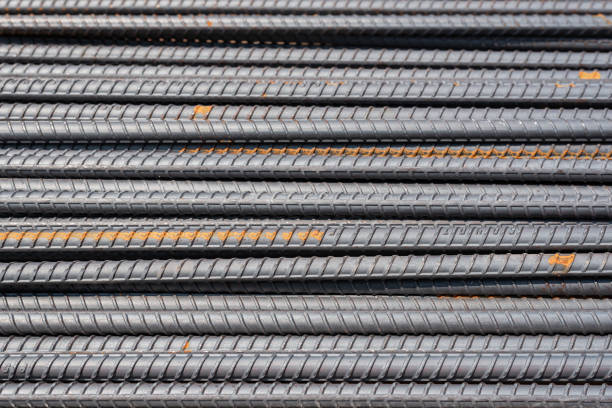 istock Steel bars close-up background. Reinforcing bar background. 1219729907