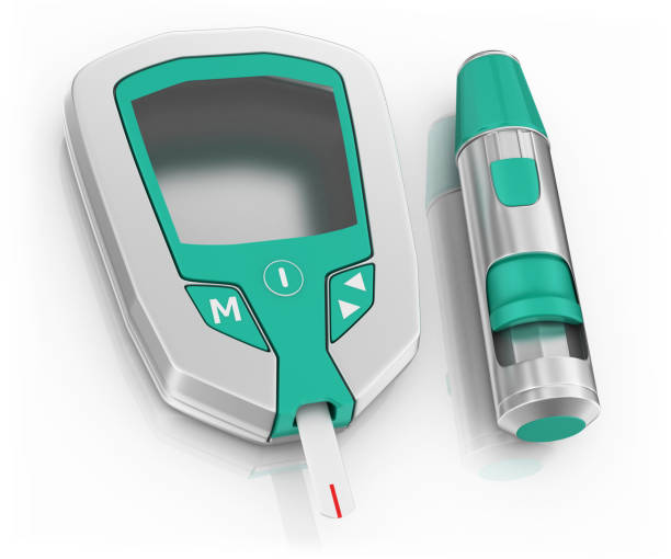 set per diabetici - blood sugar test examining instrument of measurement diabetes foto e immagini stock