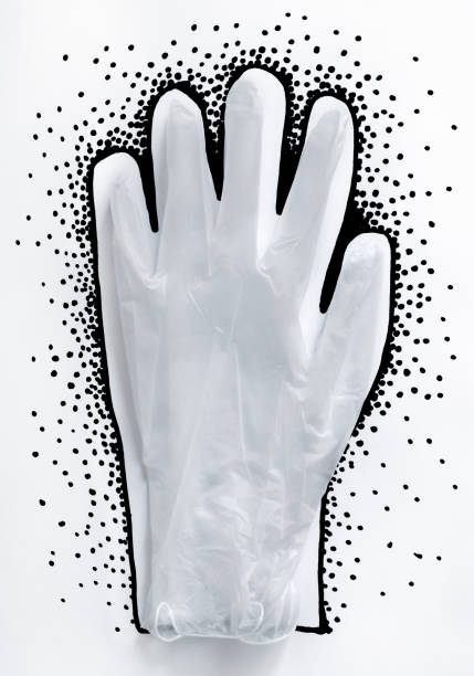 istock White glove with a virus signs. 1219732067
