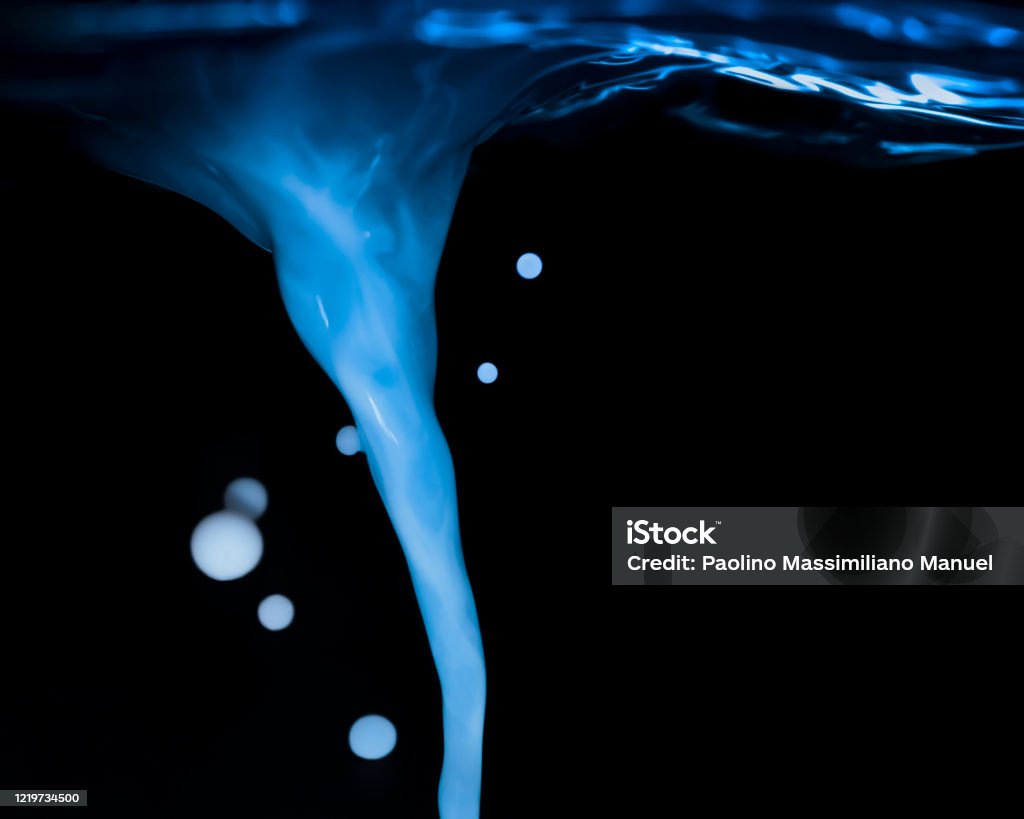 The blue hurricane drops of water Spiral Stock Photo