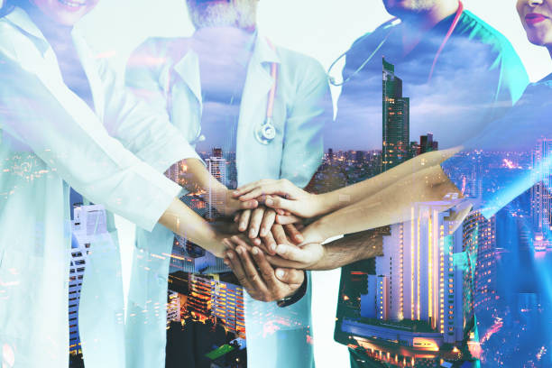 istock Double exposure group of medical team 1219735623