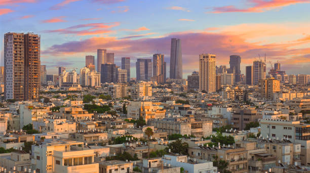 Huge Panorama of Tel Aviv city, with the older Buildings in the foreground, and the modern Skyscrapers in the background. Under a very beautiful Sky. Huge Panorama of Tel Aviv city, with the older Buildings in the foreground, and the modern Skyscrapers in the background. Under a very beautiful Sky. tel aviv photos stock pictures, royalty-free photos & images