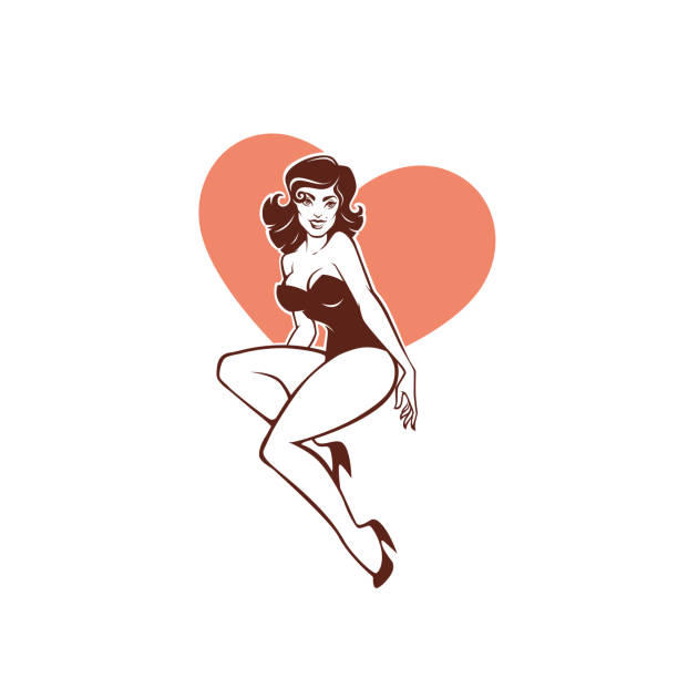 vector image of attractive pinup girl vector image of attractive pinup girl pin up girl stock illustrations