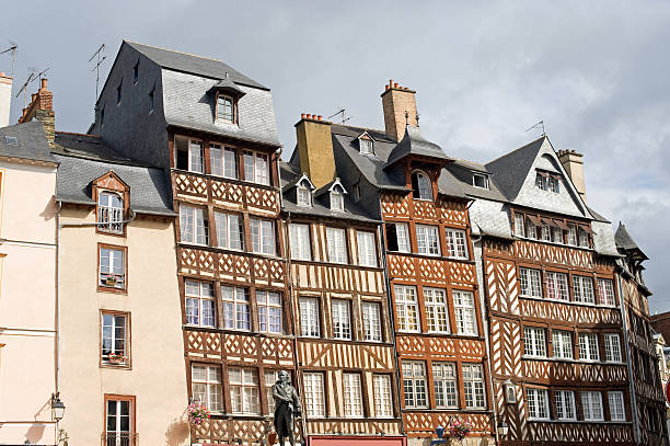 istock Rennes (Brittany, France): Facade of half-timbered houses in a row 121974018