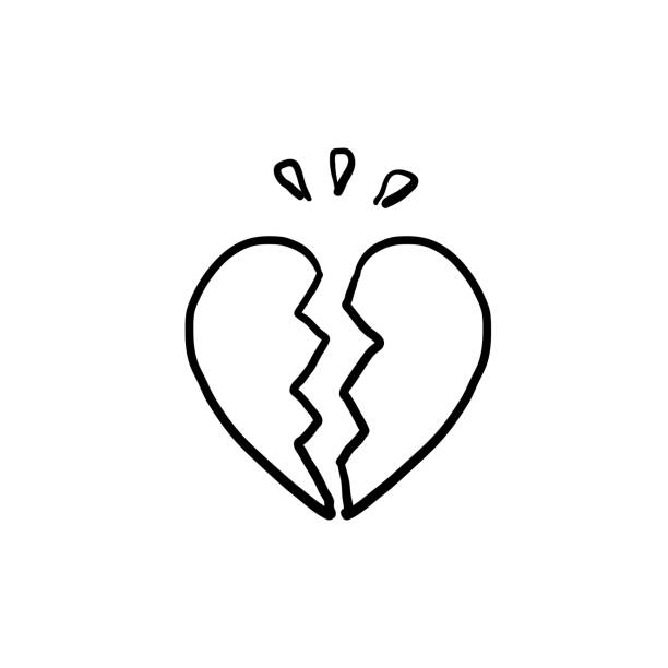 illustrations, cliparts, dessins animés et icônes de doodle bris coeur illustration style dessiné à la main - relationship difficulties depression heart shape sadness