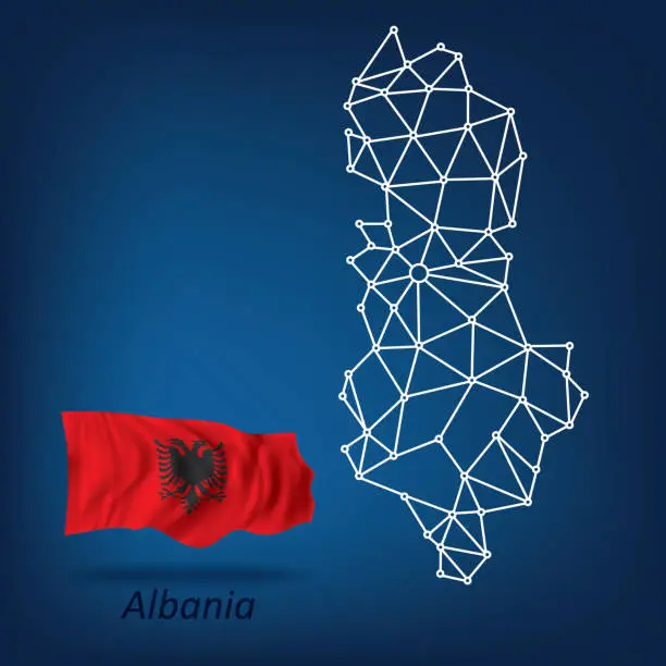 Vector illustration of Abstract map of Albania