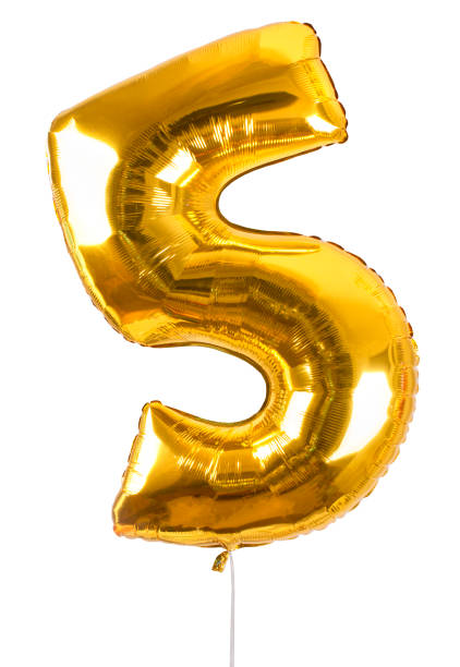 istock Golden number five balloon 1219743674