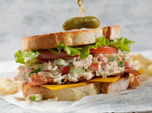 istock Turkey Salad and Cheddar Cheese BLT with Potato Chips 1219744107