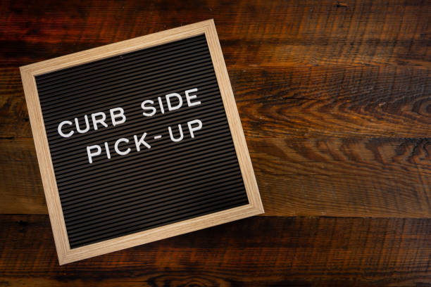 Curb Side Pick Up Copy Space Curb Side Pick Up  with Copy Space to right curb photos stock pictures, royalty-free photos & images