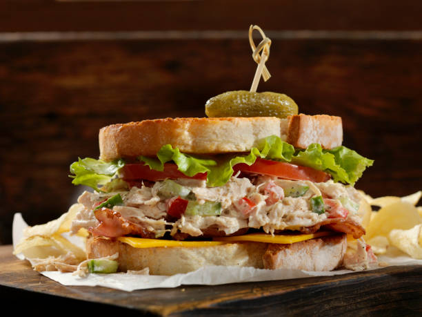 istock Turkey Salad and Cheddar Cheese BLT with Potato Chips 1219745401