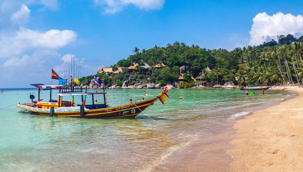 playa de sairee, koh tao, tailandia - thailand beach koh tao nautical vessel fotografías e imágenes de stock