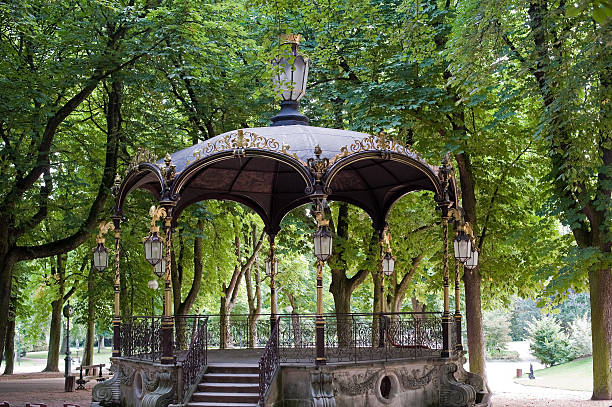 Music kiosk in the garden of Champs Elysees, Paris.