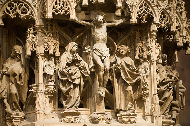 Strasbourg (Bas-Rhin, Alsace, France) - Interior of the ancient cathedral, in gothic style, sculptures (Jesus Christ)
