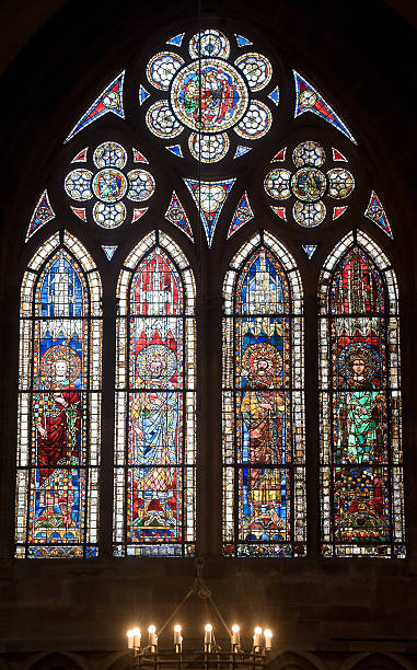 istock Strasbourg (Alsace, France): The gothic cathedral, stained glass window 121974757