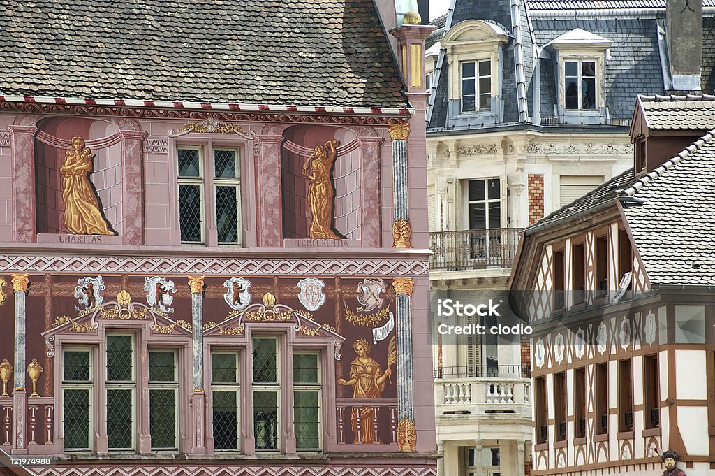 Mulhouse (Alsace, France) - Town hall and other old buildings Mulhouse (Haut-Rhin, Alsace, France) - Exterior of historic palace and other ancient buildings Mulhouse Stock Photo