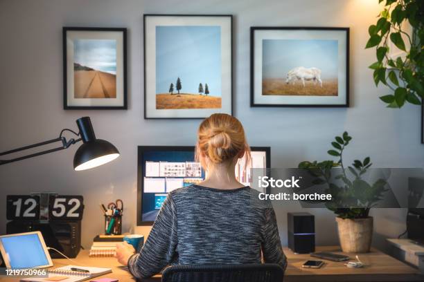 Working From Home Stock Photo - Download Image Now - Working At Home, Telecommuting, Desk