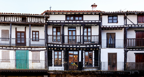 Traditional houses in the small village of La Alberca in Salamanca, La Sierra de Francia. Salamanca. Spain
