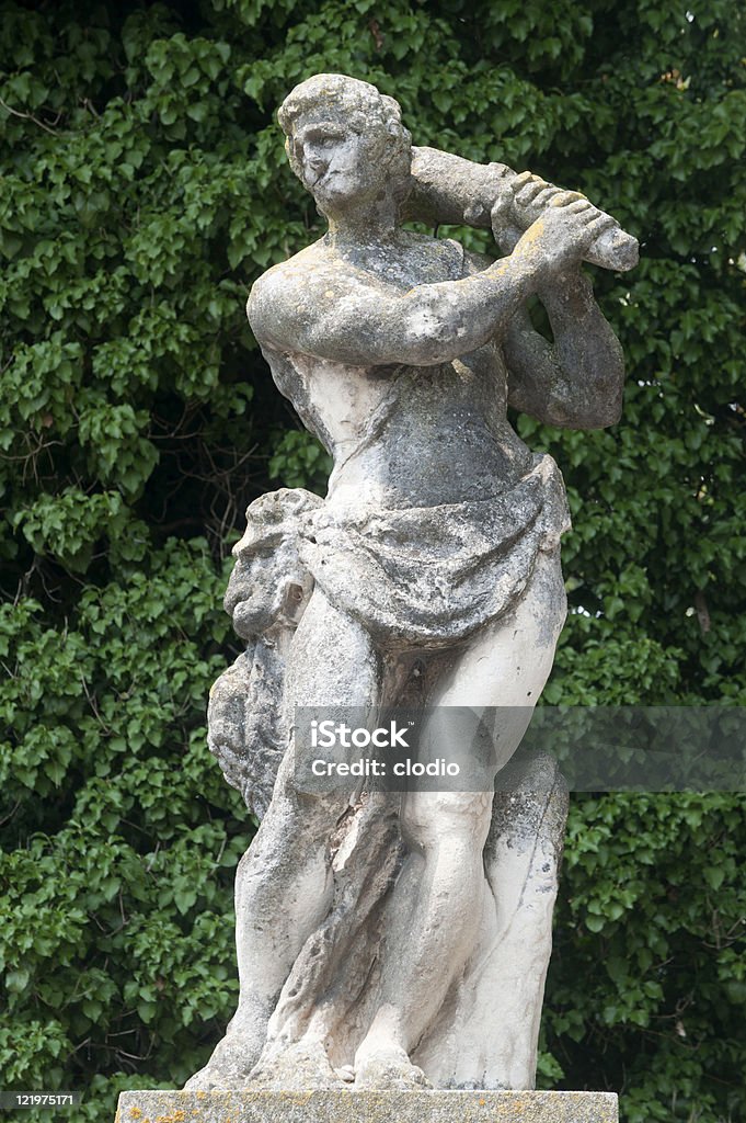 Sovizzo (Vicenza, Veneto, Italy), Villa Curti: ancient statues Sovizzo (Vicenza, Veneto, Italy), Villa Curti: ancient statue (1488) with natural green background Architecture Stock Photo