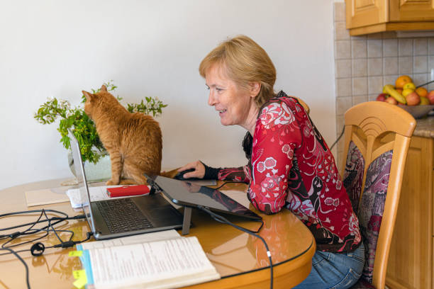istock Senior Math Teacher Giving Lesson Using Laptop and Graphics Drawing Tablet,Primorka, Slovenia, Europe. 1219752337