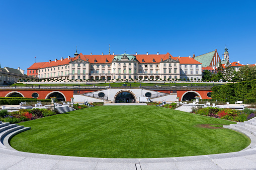 Warsaw, Poland - May 31, 2019: Royal Castle and Lower and Upper Gardens, city landmark