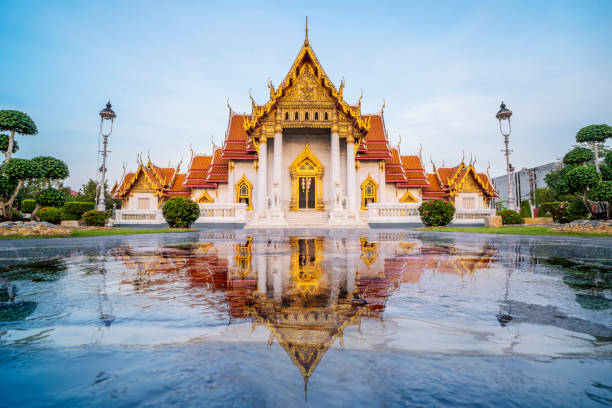 istock Wat Benchamabophit temple, The morning sunrise, Thailand 1219754821