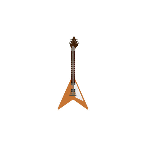 ikona ilustracji kolorów gitary elektrycznej na białym tle - gitara elektryczna ilustracje stock illustrations
