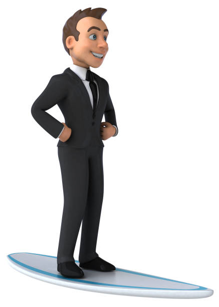 Fun 3D business character surfing