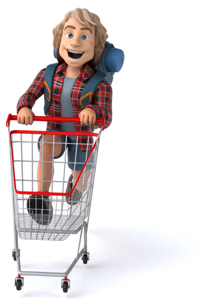 istock Man solo traveling backpacker - 3D Illustration 1219759822