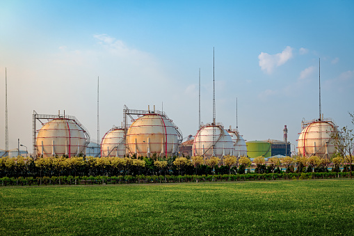 Sphere gas tanks on Petrochemical Plant