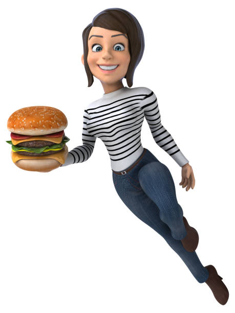 istock Fun 3D cartoon casual character woman 1219760189