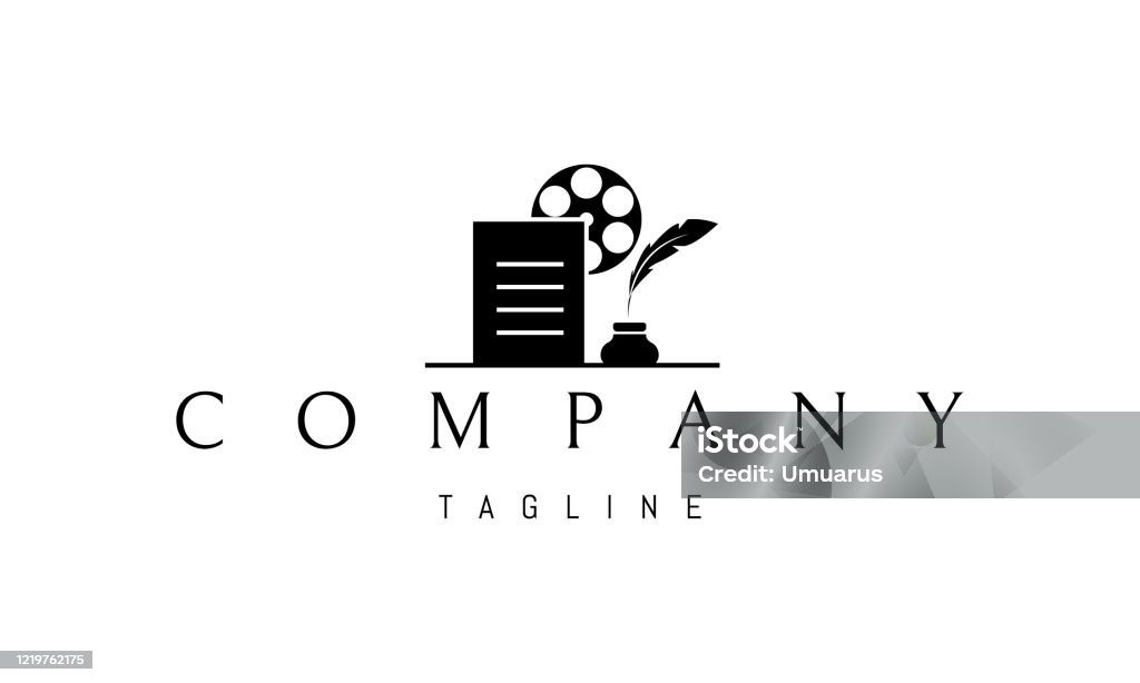 Script Writing Animation Logo Vector Logo On Which The Abstract Image Of The Script For The Film In ...