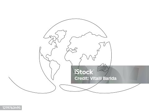 istock Continuous Earth line drawing stock vector illustration 1219763495