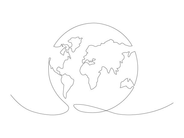 Continuous Earth line drawing stock vector illustration Continuous Earth line drawing stock vector illustration isolated on white background international drawings stock illustrations