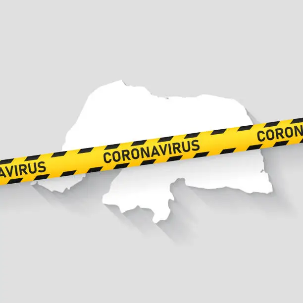 Vector illustration of Rio Grande do Norte map with Coronavirus caution tape. Covid-19 outbreak