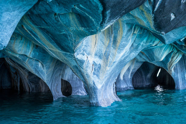 Marble Caves in General Carrera Lake, Patagonia, Chile The Marble Caves (Spanish: Cuevas de Marmol ), a series of sculpted caves in the General Carrera Lake in Chile, Patagonia, South America. marble caves patagonia chile stock pictures, royalty-free photos & images