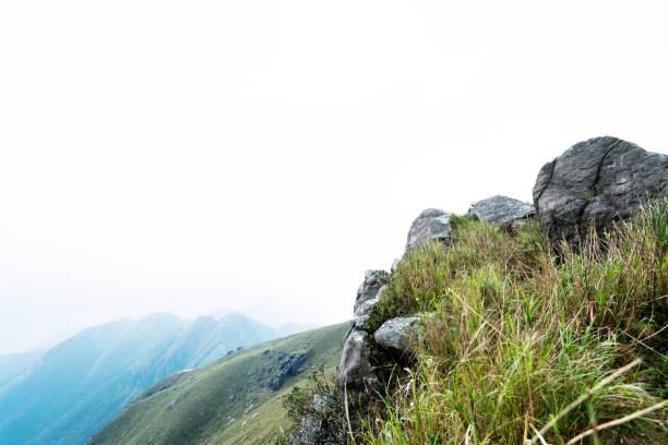 Misty mountain landscape in the morning.
