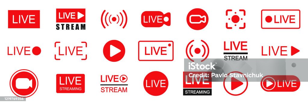 Tập hợp các biểu tượng phát trực tiếp. Tập hợp các biểu tượng phát sóng video và phát trực tiếp. Nút, biểu tượng màu đỏ cho TV, tin tức, phim ảnh, chương trình - vector chứng khoán - Trả phí Bản quyền Một lần Phát trực tiếp vectơ sẵn có Tập hợp các biểu tượng phát trực tiếp. Tập hợp các biểu tượng phát sóng video và phát trực tiếp. Nút, biểu tượng màu đỏ cho TV, tin tức, phim ảnh, chương trình - vector chứng khoán - Trả phí Bản quyền Một lần Phát trực tiếp vectơ sẵn có