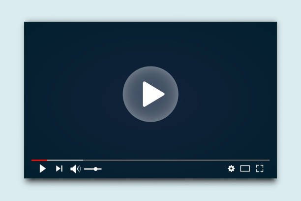 istock Desktop web video player. Multimedia player social media, play video online window with navigation icons, modern social media video player interface template for web and mobile apps – for stock vector 1219770766