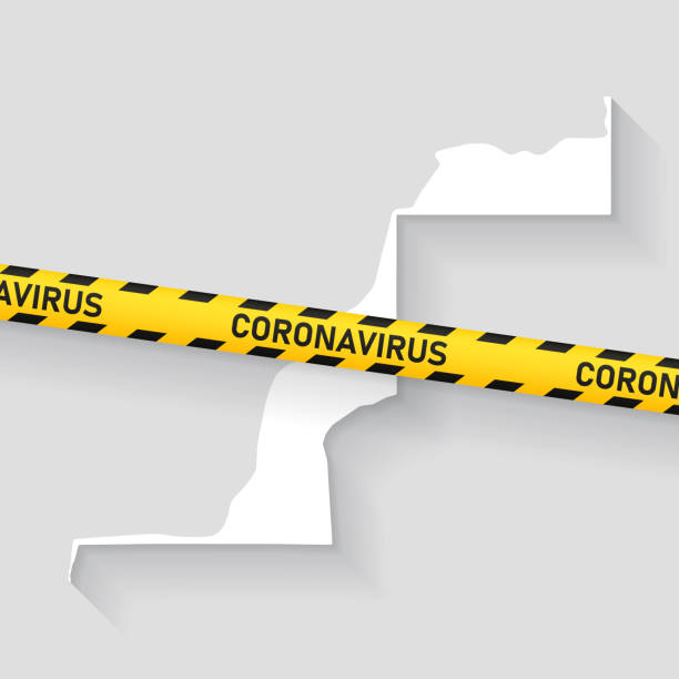 istock Sahrawi Arab Democratic Republic map with Coronavirus caution tape. Covid-19 outbreak 1219771228