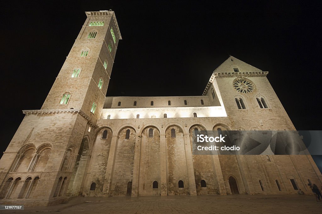 Trani （Puglia 、イタリア）-メディバル大聖堂の夜景 - イタリアのロイヤリティフリーストックフォト