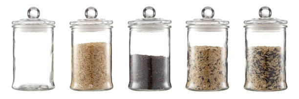 istock A set of different types of rice in a glass container. Isolated on a white background. 1219772180