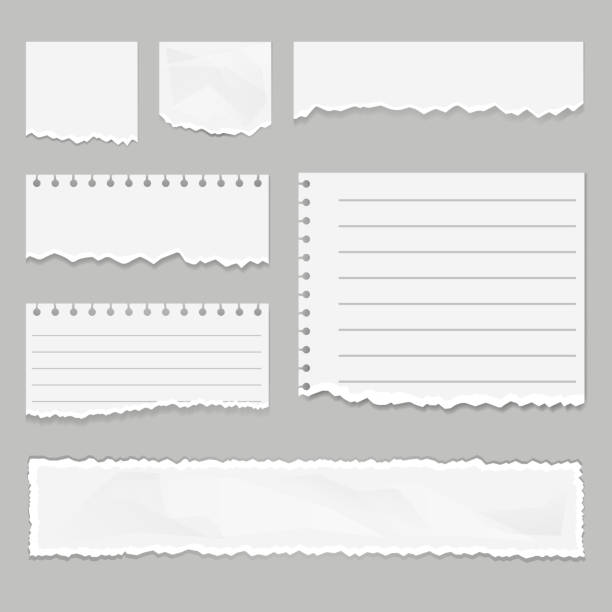 papierfetzen isoliert set. vektorgrafik-design-illustration - cut or torn paper newspaper torn tearing stock-grafiken, -clipart, -cartoons und -symbole