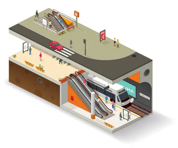 Vector illustration of subway cutaway UK version