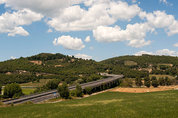 paesaggi con strada vicino ad arezzo (toscana, italia) in estate - arezzo foto e immagini stock