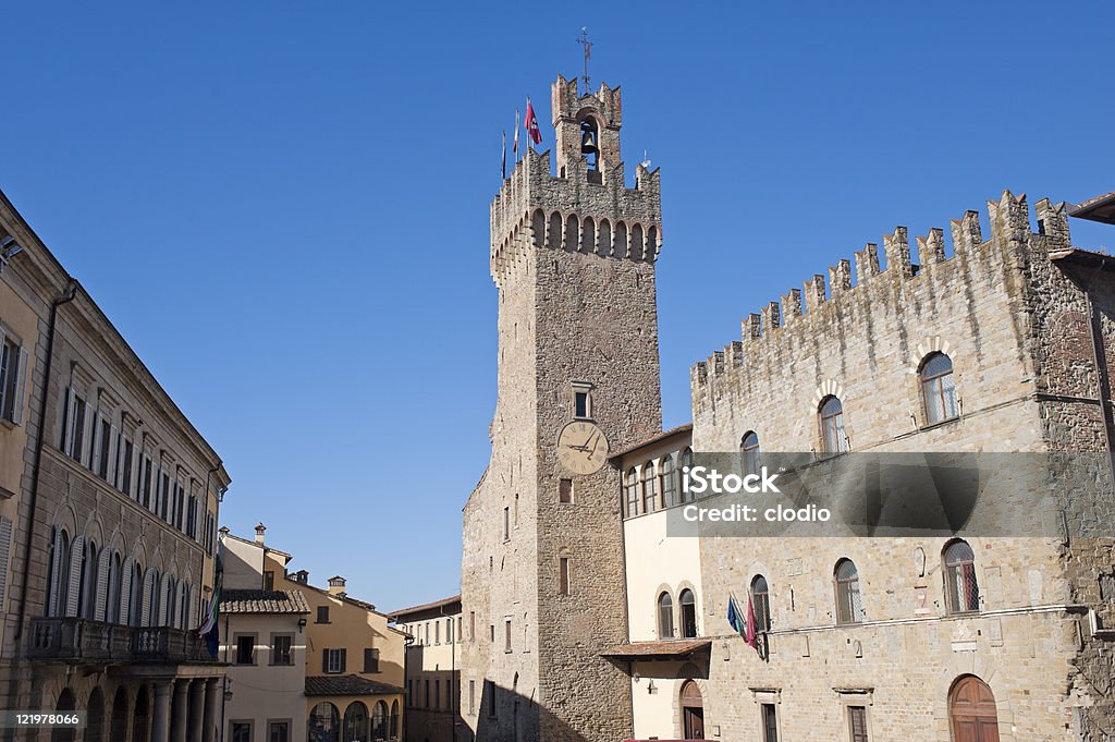 Średniowieczny budynków w Arezzo (Toskania, Włochy). - Zbiór zdjęć royalty-free (Architektura)