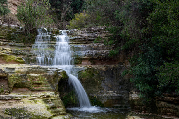 istock Beautiful waterfall splashing in the canyon creating a small lake 1219781204